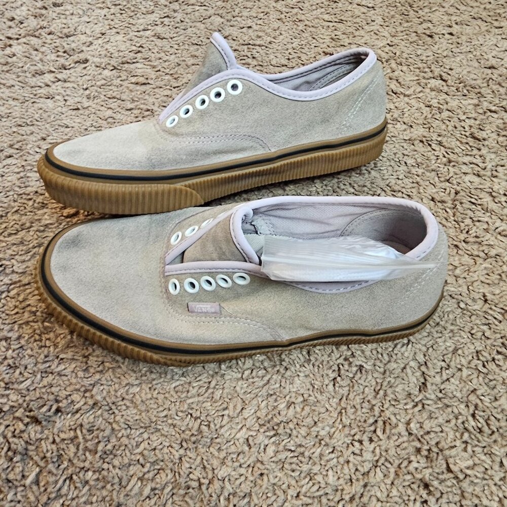 Vans Shoes Mens 6.5 Womens 8 Beige Suede Brown Heal Gum Sole Skateboarding EUC - Picture 4 of 9